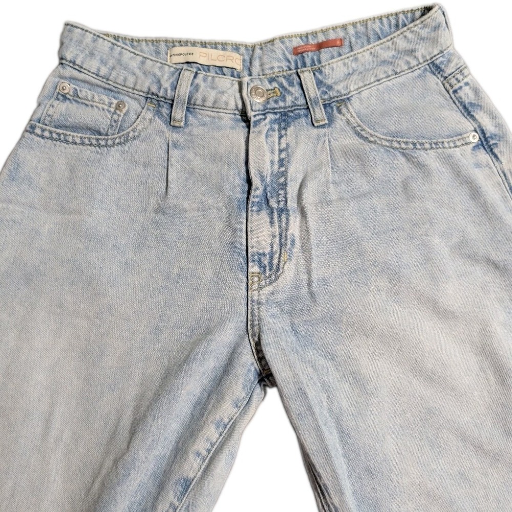 Pilcro Anthropologie The Breaker Womens High Rise Wide Leg Jeans Light Wash 25 - Picture 8 of 10